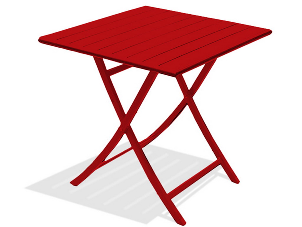 Table pliante carree MARIUS en aluminium Rouge carmin