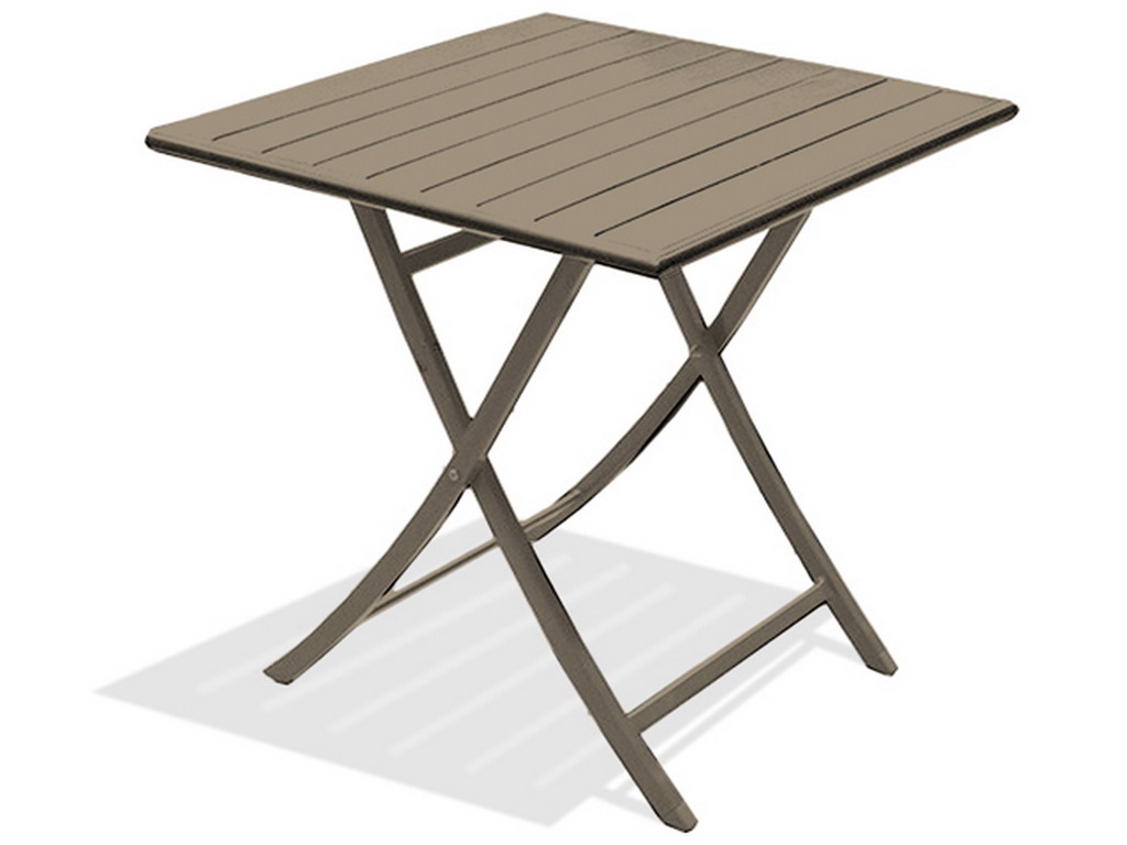 Table pliante carree MARIUS en aluminium Beige