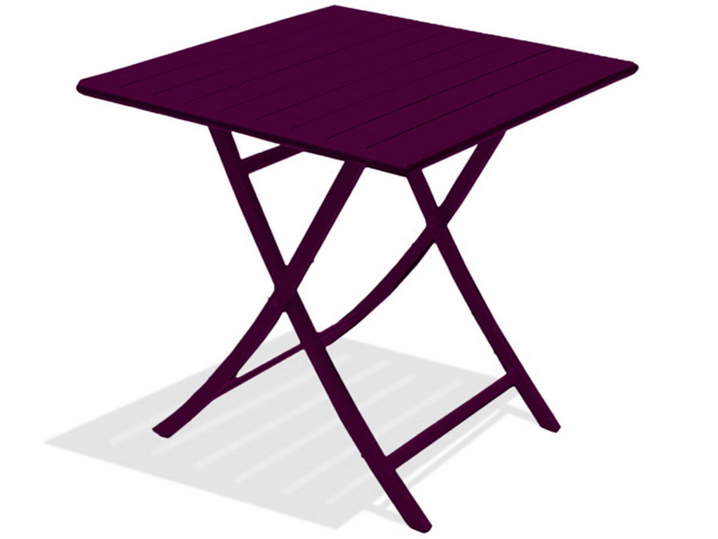 Table pliante carree MARIUS en aluminium Aubergine