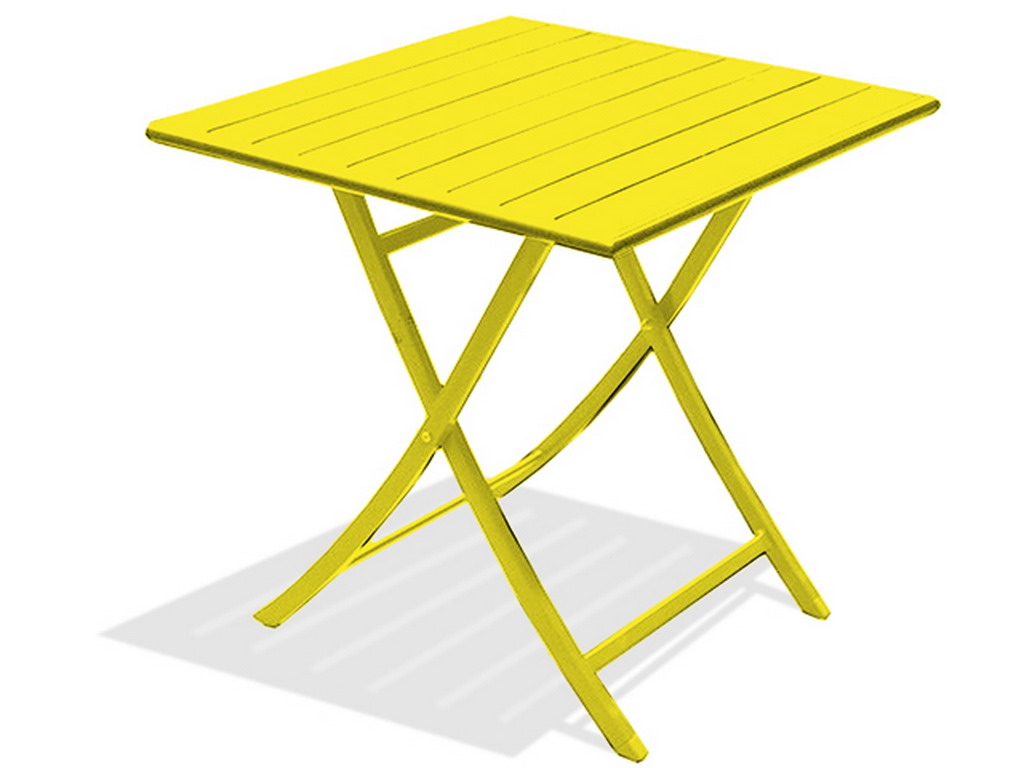 Table pliante carree MARIUS en aluminium Jaune