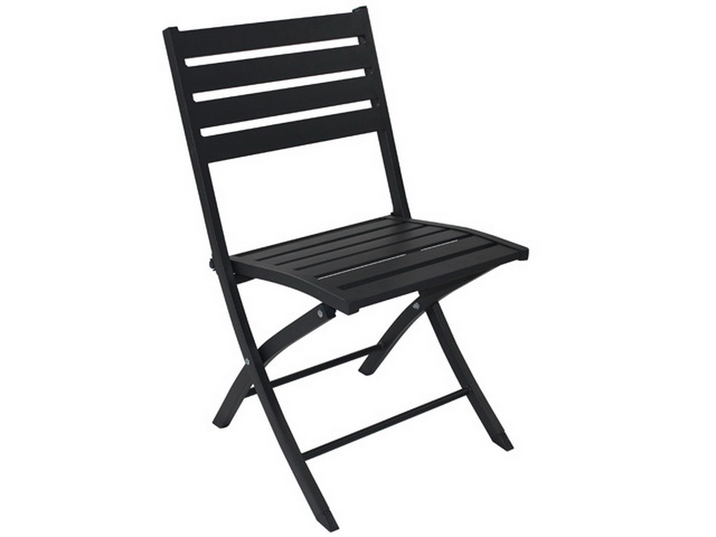 Chaise pliante MARIUS en aluminium Gris anthracite