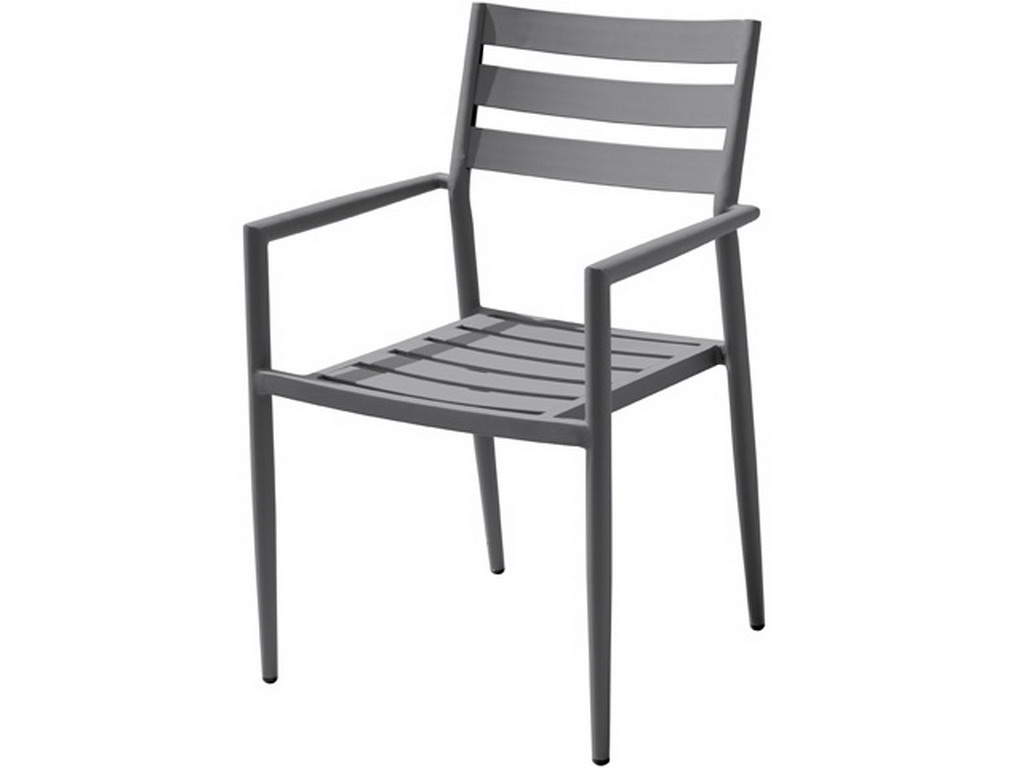 Fauteuil de jardin empilable GABIN aluminium gris anthracite