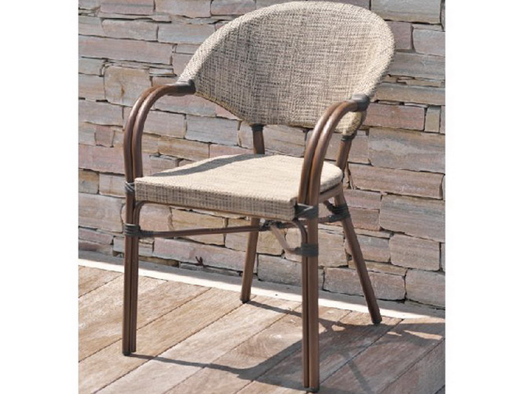 Fauteuil de jardin USHUAIA aluminium Marron et textilene Lin