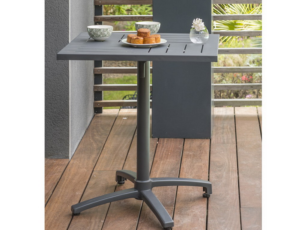 Table pliante carree GABIN en aluminium Gris anthracite