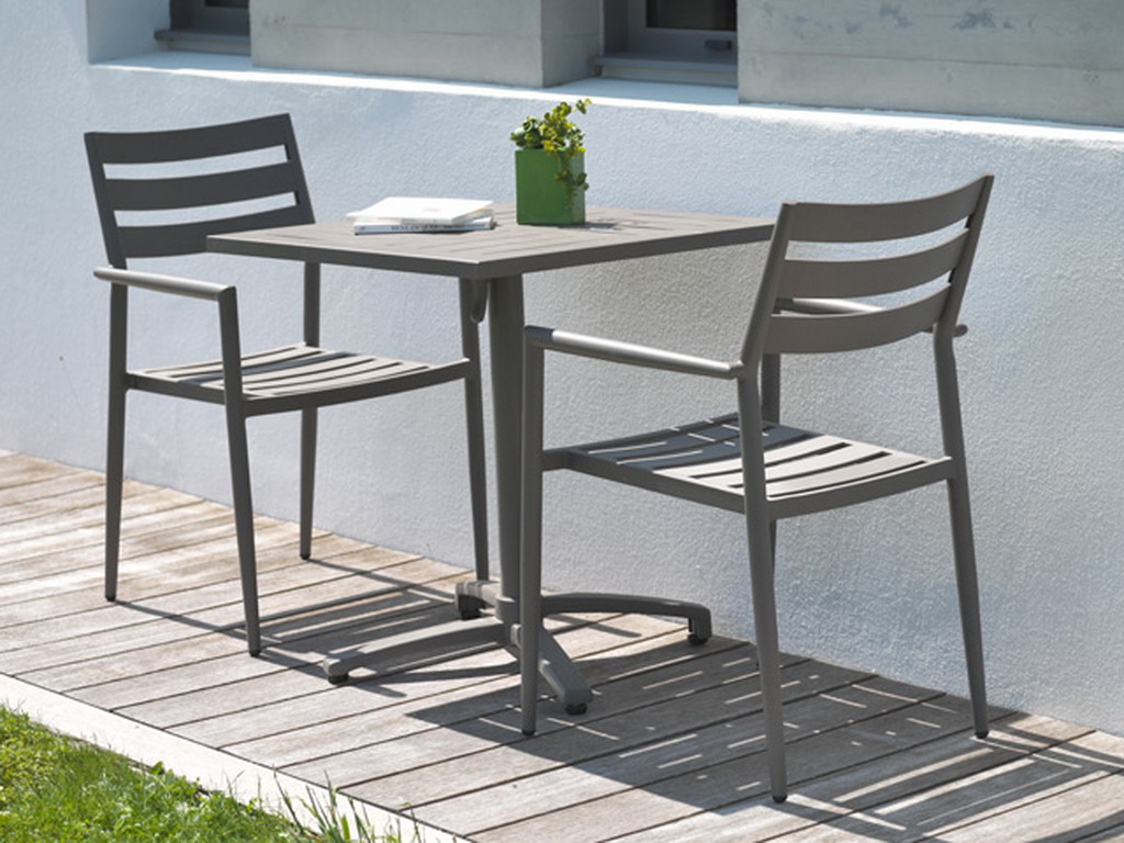 Table pliante carree GABIN en aluminium Beige