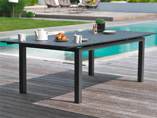 Table de jardin MIAMI aluminium avec rallonge 240/300x100x77cm Gris anthracite