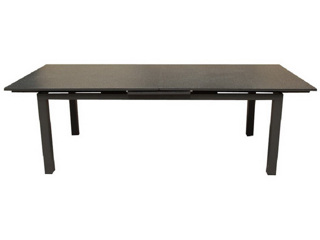 Table de jardin MIAMI aluminium plateau verre avec rallonge 240/300x100x77cm Gris anthracite