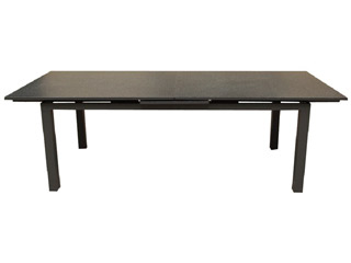Table de jardin MIAMI aluminium plateau verre avec rallonge 240/300x100x77cm Gris anthracite