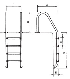 Echelle Flexinox de piscine inox 316 3 marches - Dimensions de l'échelle de piscine standard en inox 316 3 marches