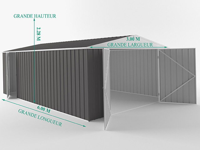 Garage metal EasyShed COLORBOND grande hauteur 18m² - Dimensions du garage EasyShed COLORBOND grande hauteur 18m²