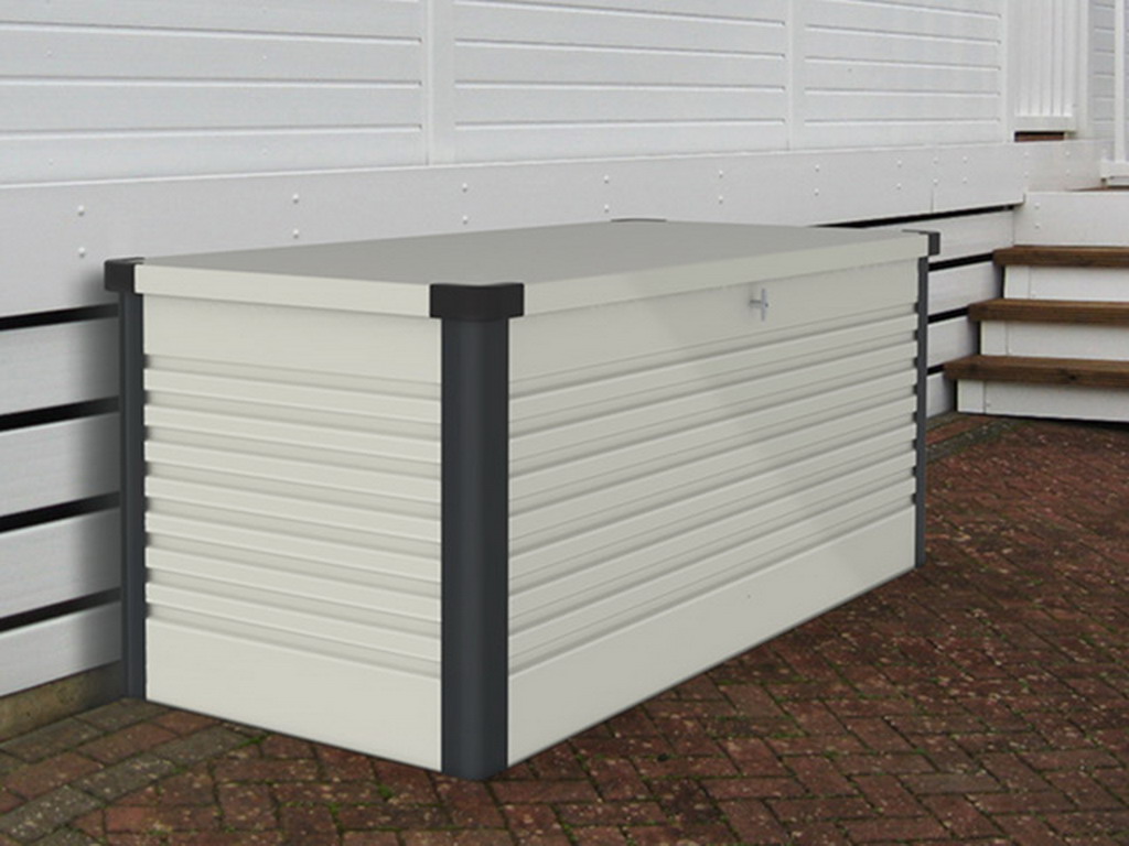 Coffre de rangement Trimetals PATIO BOX blanc et gris 1,46m²