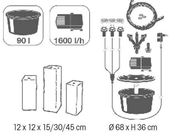 Kit complet fontaine de jardin MODENA Ubbink - Caractéristiques de la fontaine de jardin MODENA Ubbink