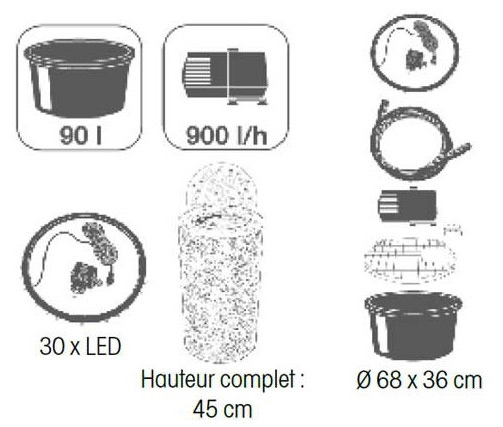 Kit complet fontaine de jardin LAS PALMAS Ubbink - Caractéristiques de la fontaine de jardin LAS PALMAS Ubbink