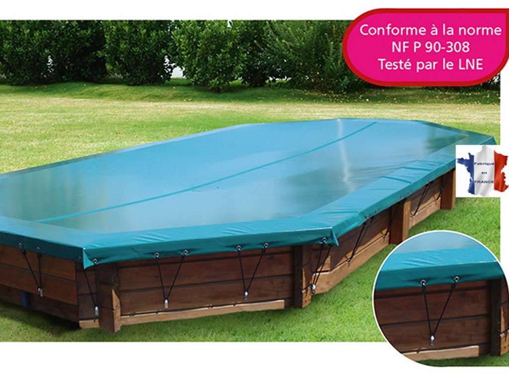 Couverture d'hivernage opaque piscine WALU FIX Walter bleu/beige 6x3m