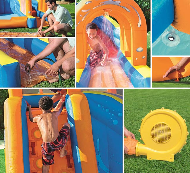 Aire de jeu soufflerie en continu HURRICANE Tunnel water park Bestway 420X320x260cm - Galerie photos de l'aire de jeu TURBO SPLASH MEGA WATER PARK Bestway 