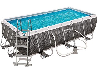 Kit piscine rectangulaire Bestway POWER STEEL FRAME POOL aspect Tresse 412x201x122cm filtration cartouche