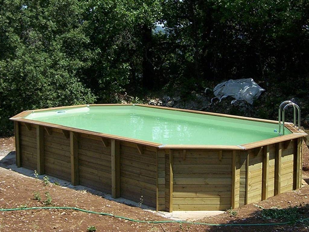 Kit piscine bois Nortland Ubbink AZURA octogonale 400x750x130cm liner beige