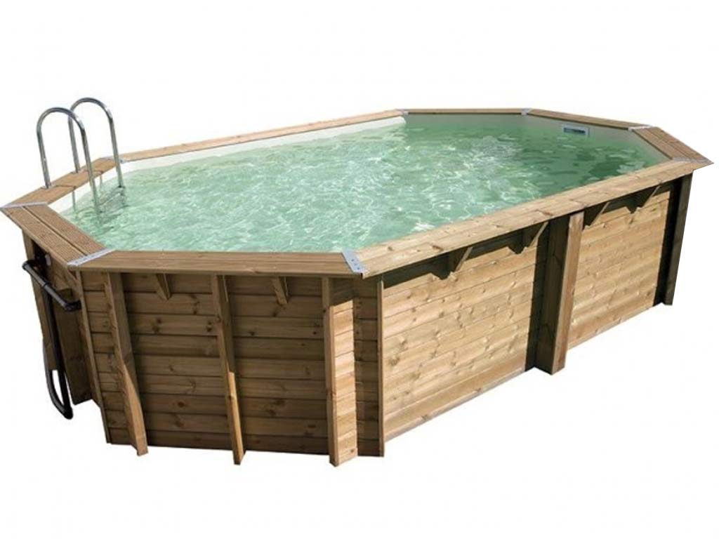 Piscine bois Ubbink OCEA octogonale 355x550x120 liner beige