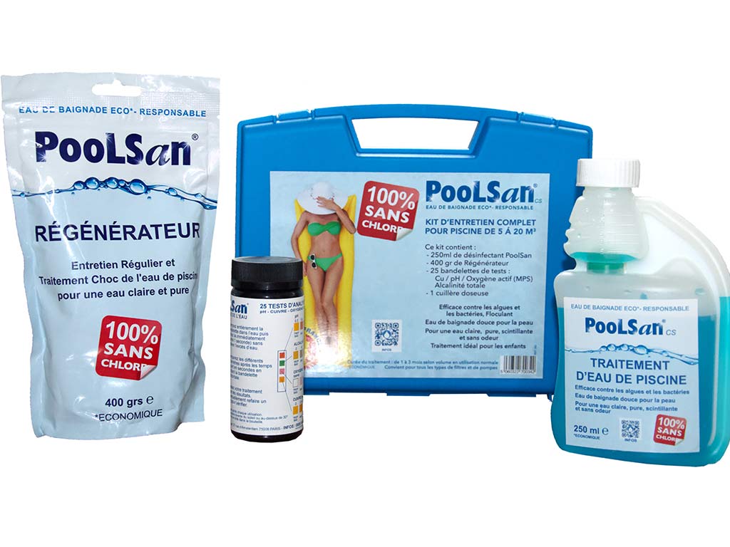 Kit d'entretien complet Poolsan sans chlore piscine 5-20m³