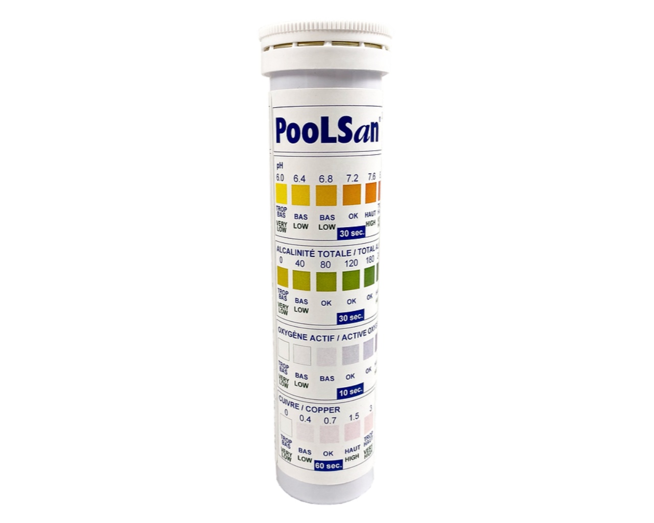 Flacon analyse eau piscine Poolsan 25 bandelettes