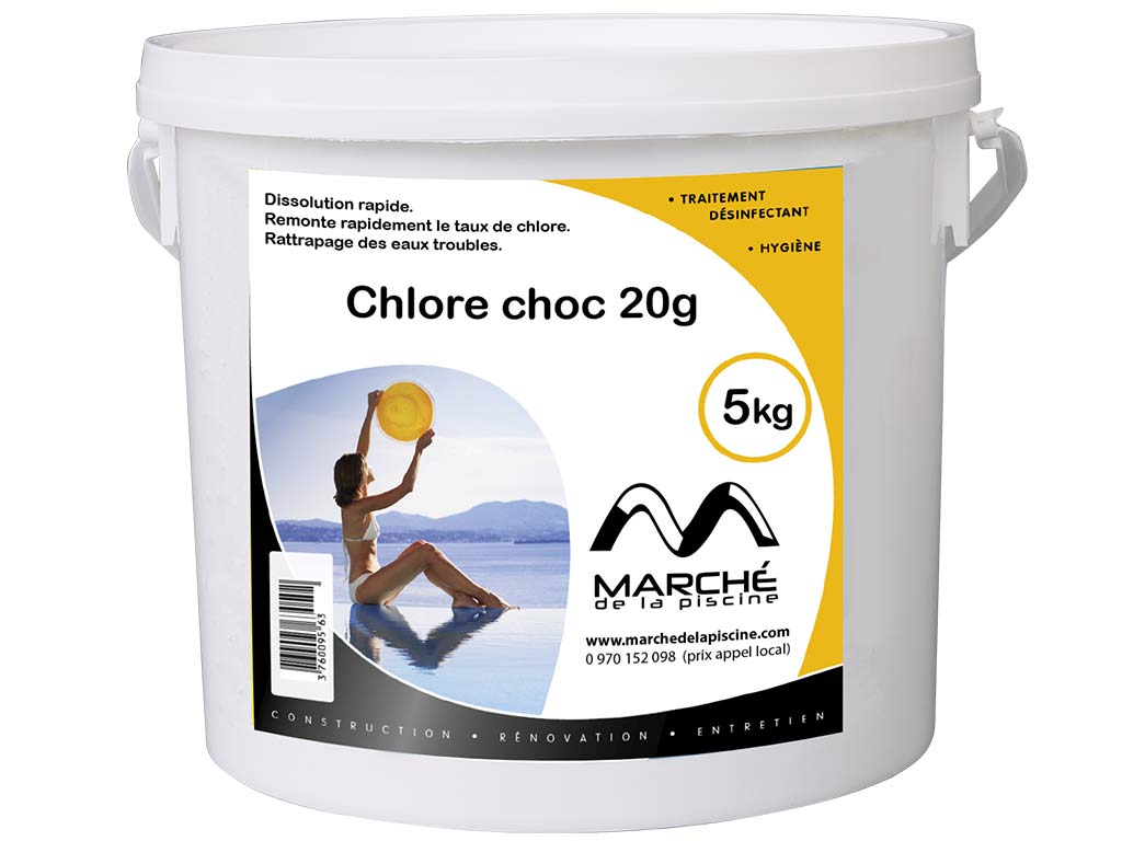 Pastilles de chlore choc AquaPiscine 20g seau 5kg