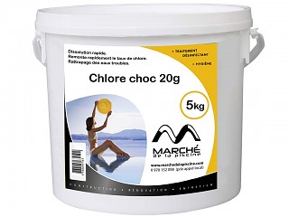 Pastilles de chlore choc AquaPiscine 20g seau 5kg