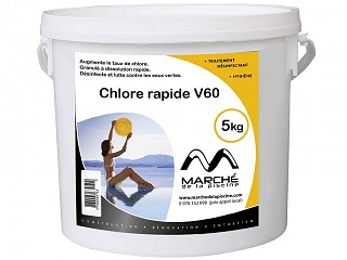 Traitement piscine chlore rapide V60 AquaPiscine granules seau 5kg