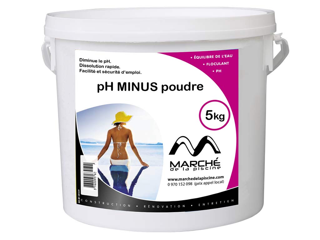 Correcteur de pH piscine pH minus poudre AquaPiscine seau 5kg