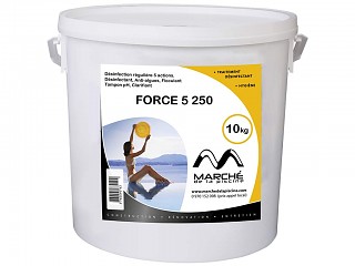 Desinfectant multifonction piscine FORCE 5 galets 250gr AquaPiscine seau 10kg