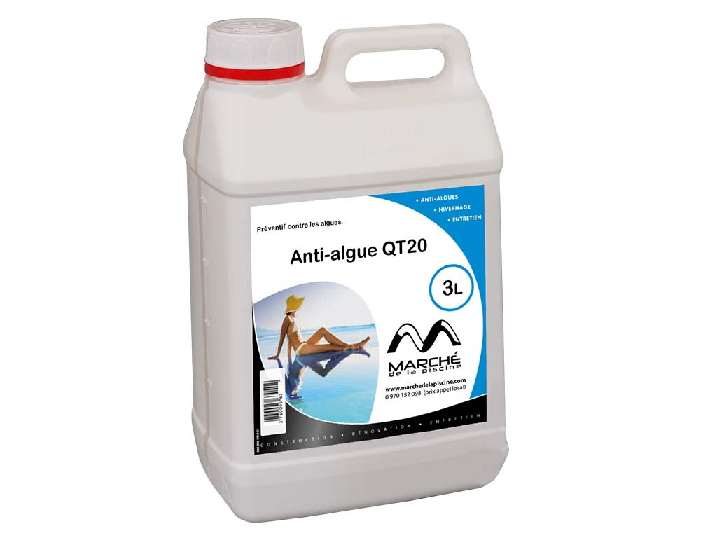 Traitement piscine preventif anti-algues QT 20 AquaPiscine bidon 3L