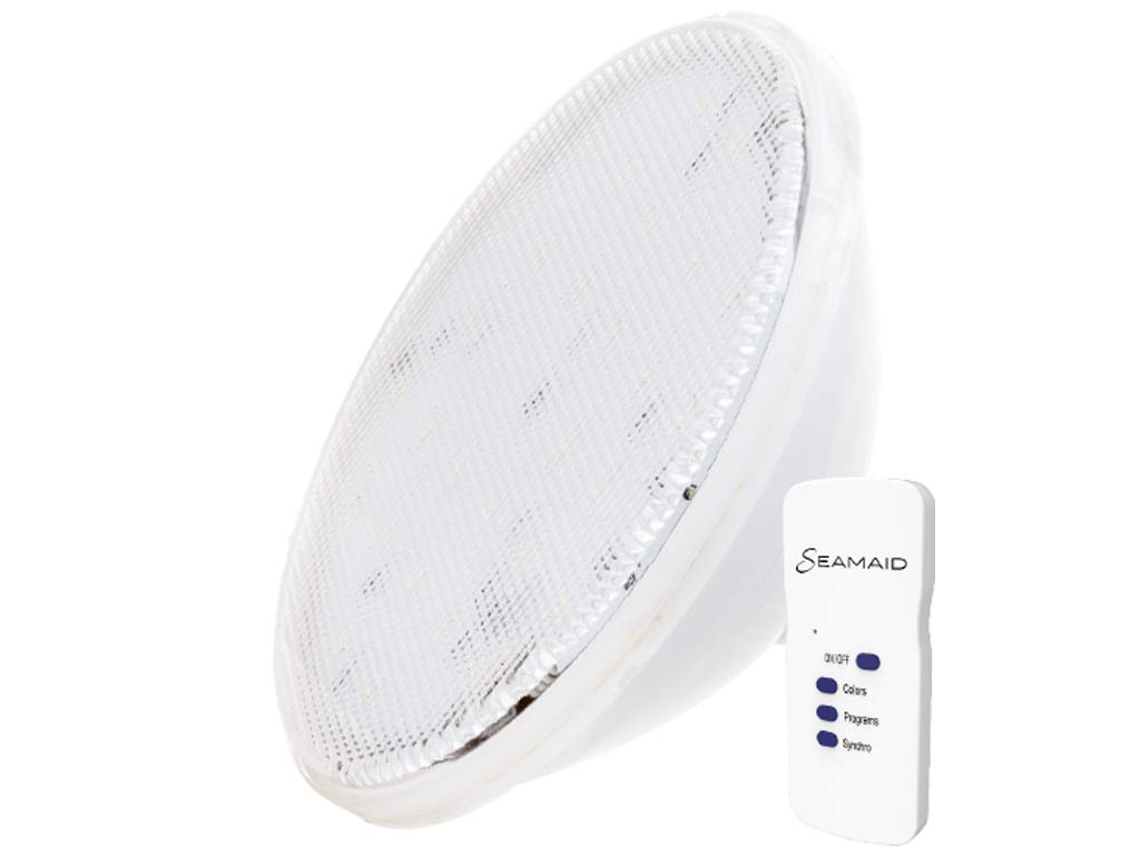 Lampe Seamaid PAR56 plate eclairage RVB 90 led 510lm 16w projecteur piscine + telecommande