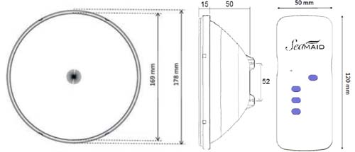 Lampe Seamaid PAR56 plate eclairage RVB 90 led 510lm 16w projecteur piscine + telecommande - Caractéristiques de la lampe Seamaid