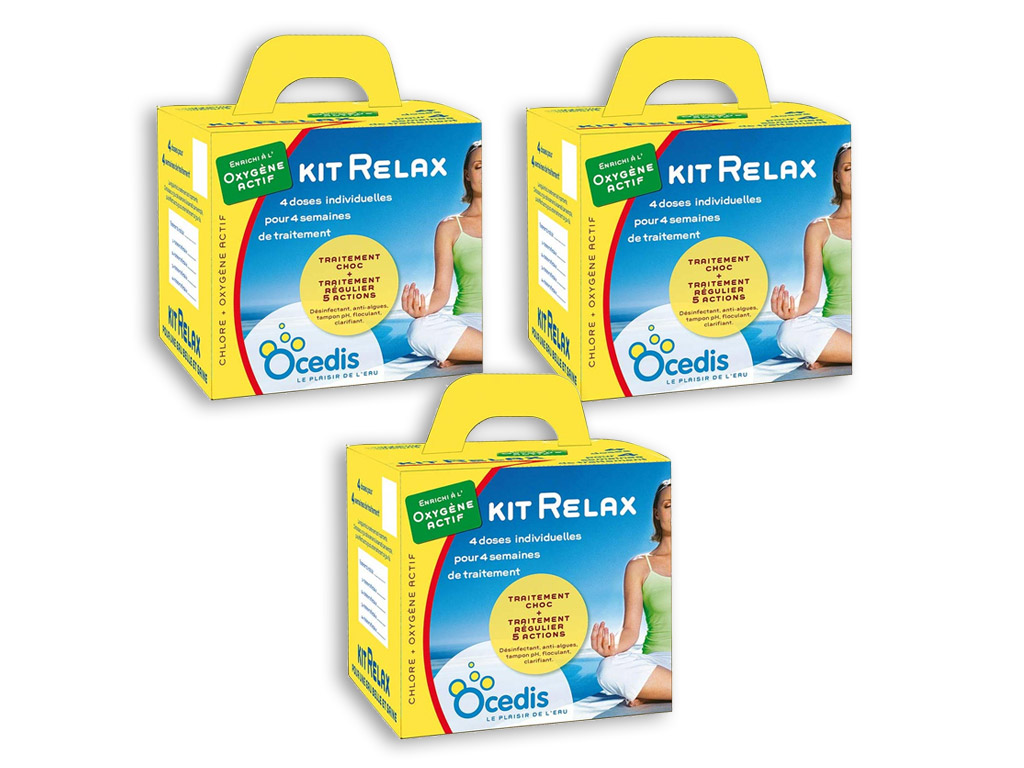 Pack 3 mois traitement oxygene actif Ocedis KIT RELAX pour piscine 75m³