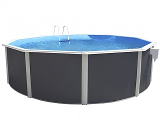 Kit piscine hors-sol acier Toi ANTHRACITE PRESTIGIO 120 ronde Ø350x120cm filtre a sable