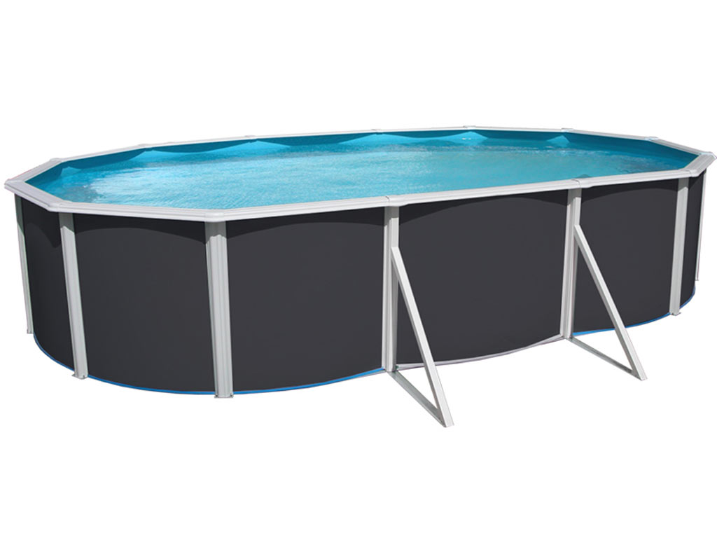 Kit piscine hors-sol acier Toi ANTHRACITE PRESTIGIO 120 ovale 640X366X120cm filtre a sable