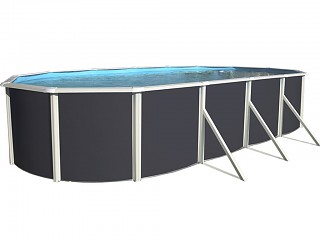 Kit piscine hors-sol acier Toi ANTHRACITE PRESTIGIO 120 ovale 730X366X120cm filtre a sable