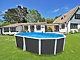 Kit piscine hors-sol acier Toi ANTHRACITE IBIZA COMPACT ovale 550X366X132cm filtre a sable - Autre vue