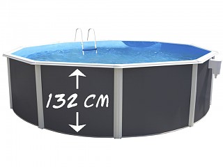 Kit piscine hors-sol acier Toi ANTHRACITE MAGNUM COMPACT ronde Ø350x132cm filtre a sable