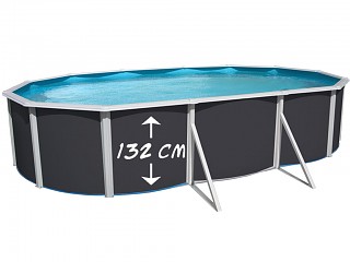 Kit piscine hors-sol acier Toi ANTHRACITE MAGNUM COMPACT ovale 640x366x132cm filtre a sable