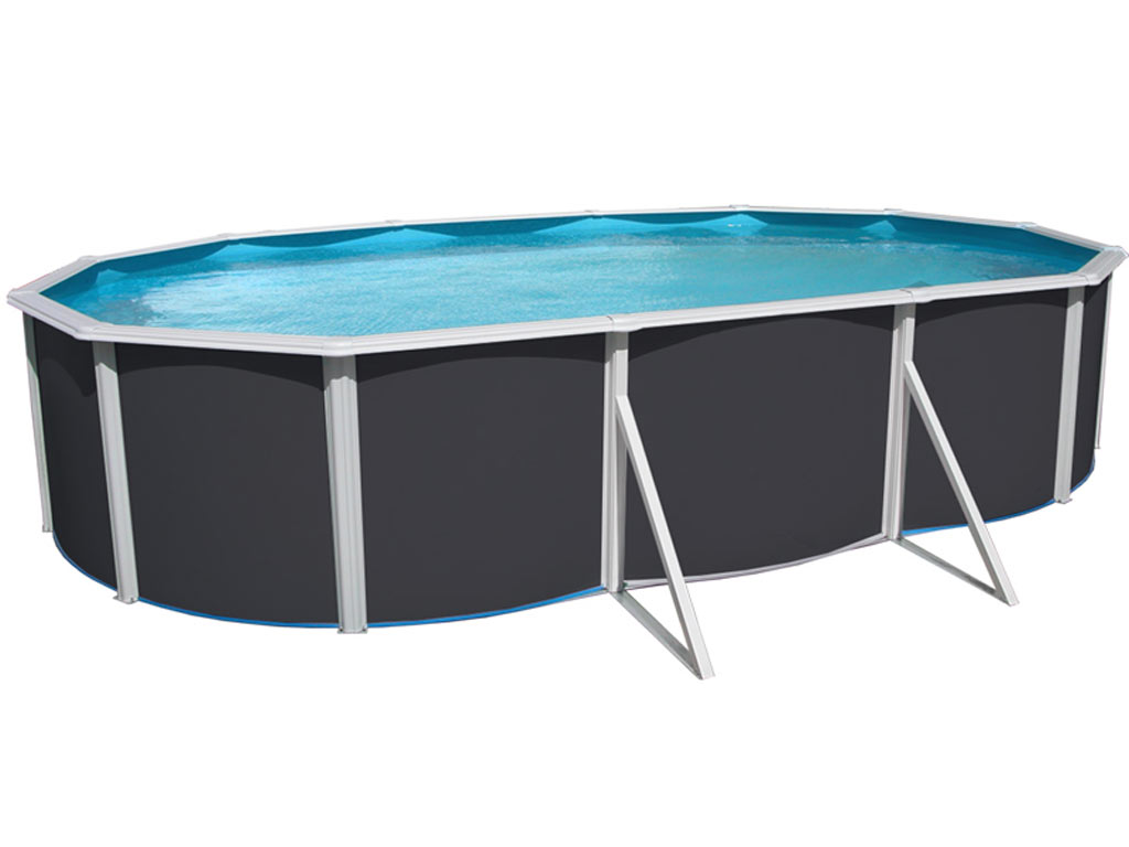 Kit piscine hors-sol acier Toi ANTHRACITE MALLORCA ovale 640x366x120cm filtre a sable