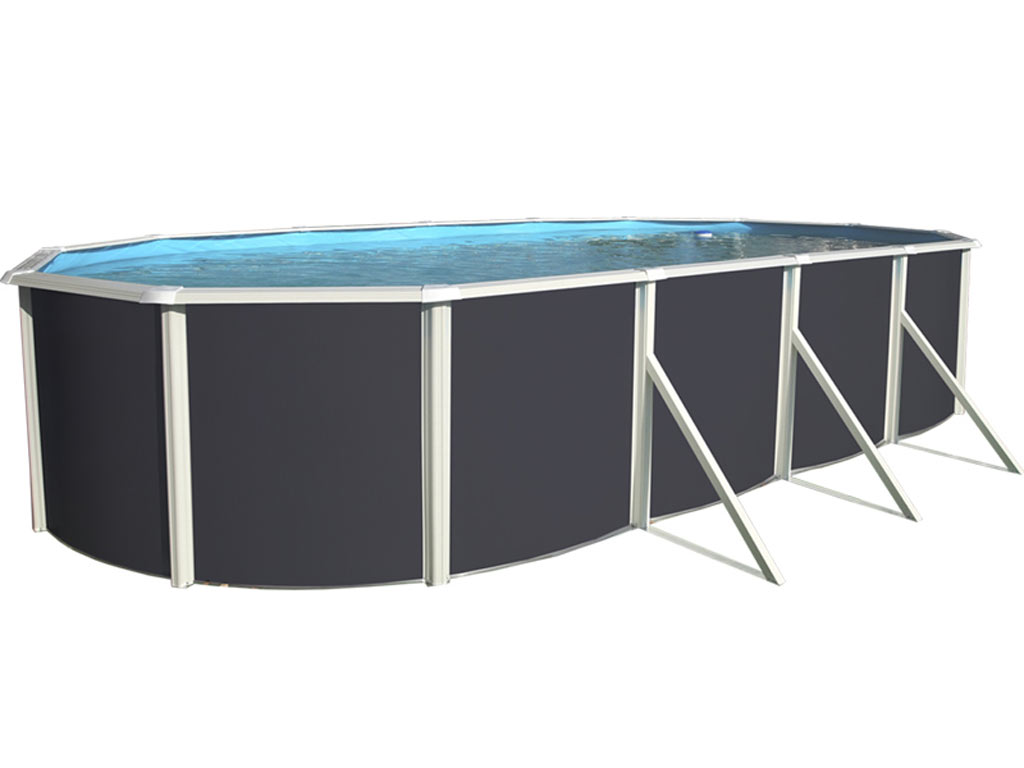 Kit piscine hors-sol acier Toi ANTHRACITE MALLORCA ovale 730x366x120cm filtre a sable