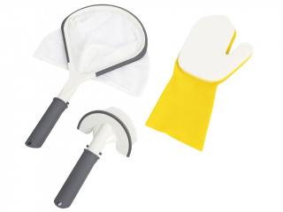 Kit de maintenance pour spa LAY-Z BESTWAY comprenant 1 epuisette, 1 brosse, 1 gant de nettoyage
