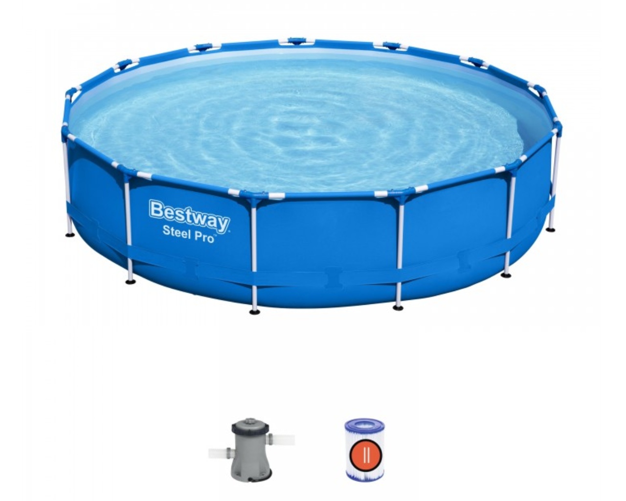 Kit piscine Bestway STEEL PRO FRAME POOL ronde Ø396x 76cm filtration cartouche