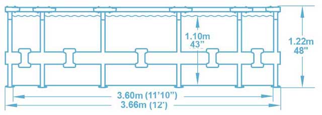 Kit piscine Bestway STEEL PRO MAX ronde Ø366x122cm filtration cartouche - Caractéristiques techniques Bestway STEEL PRO MAX