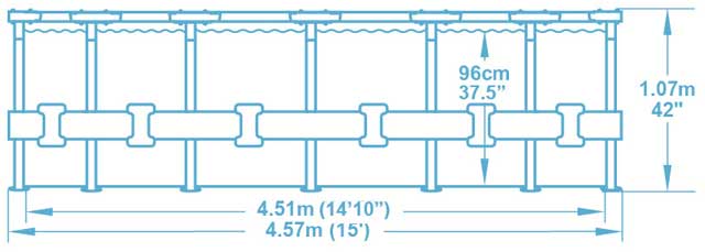 Kit piscine Bestway STEEL PRO MAX ronde Ø457x107cm filtration cartouche - Caractéristiques techniques Bestway STEEL PRO MAX