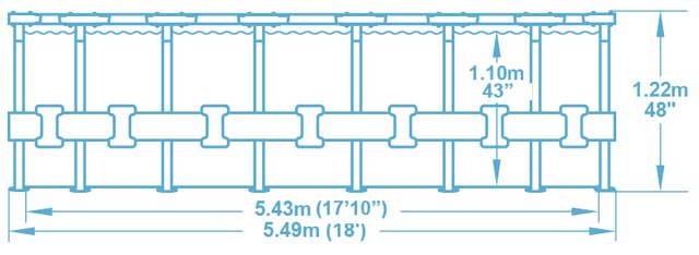 Kit piscine Bestway STEEL PRO MAX ronde Ø549x122cm filtration cartouche - Caractéristiques techniques Bestway STEEL PRO MAX