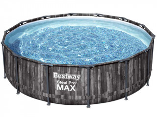 Kit piscine Bestway STEEL PRO MAX ronde Ø427x107cm decor Bois filtration cartouche