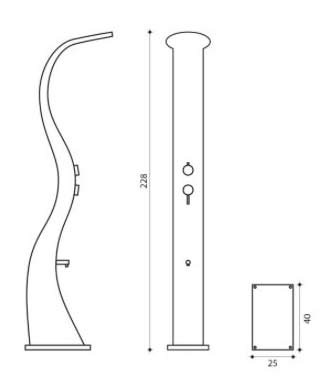 Douche d'exterieur aluminium Formidra BELLAGIO 37L coloris Gris - Caractéristiques de la douche d'extérieur Formidra BELLAGIO