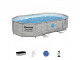 Kit piscine Bestway POWER STEEL SWIM VISTA ovale 488x305x107cm effet pierre grise avec hublots filtration sable - Autre vue