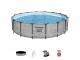 Kit piscine Bestway POWER STEEL SWIM VISTA POOL ronde Ø488x122cm effet pierre grise